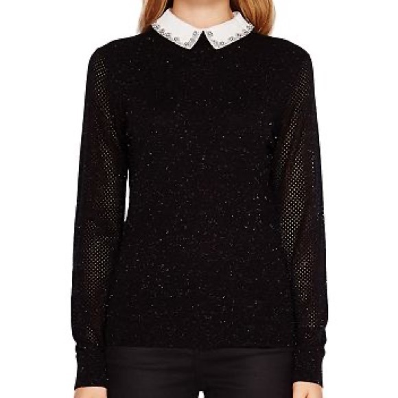Ted Baker Helin Embellished-Collar Sweater Sparkle Holiday Festive